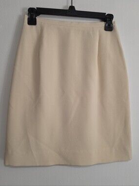 Vintage Peter Nygard 100% Silk Cream A-Line Skirt Size 6